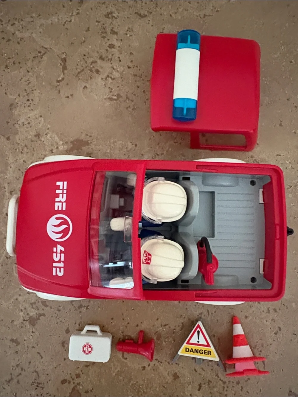 Playmobil 2008 Kids Fire Rescue Toy Truck with Accessories - Red, 2 Figures